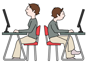 猫背の姿勢のイラスト